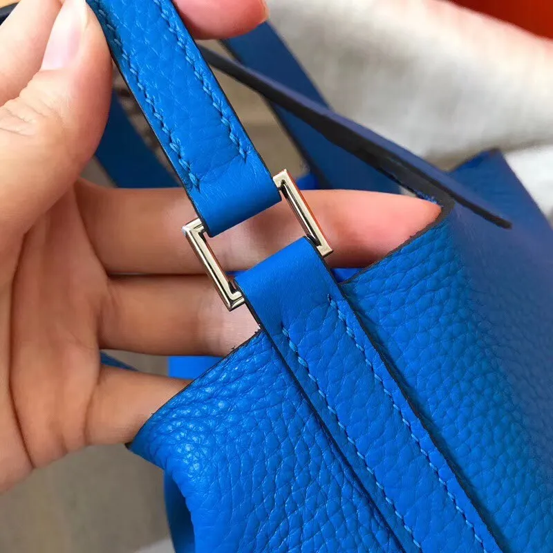 Hermes Blue Hydra Picotin Lock MM 22cm Ručně vyráběná taška
