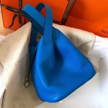 Hermes Blue Hydra Picotin Lock MM 22cm Ručně vyráběná taška