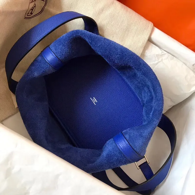 Hermes Blue Electric Picotin Lock MM 22cm Ručně vyráběná taška