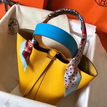 Hermes Bicolor Picotin Lock MM 22cm Žlutá Taška