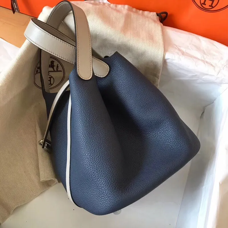Hermes Bicolor Picotin Lock MM 22cm Sapphire Taška