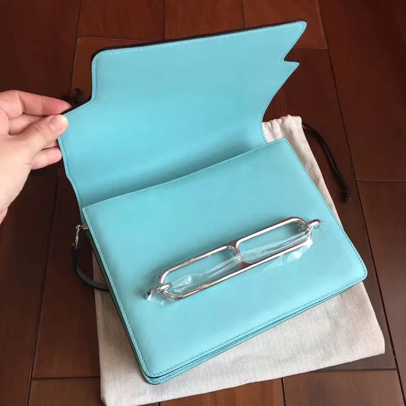 Hermes Mini Sac Roulis Taška v modrém atolu z jemné kůže