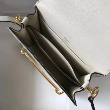 Hermes Roulis Mini Taška v Bílé Embosované Krokodýlí Telecí Kůži