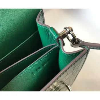 Hermes Roulis Mini Taška v Zeleném Krokodýlovi s Přírodním Ještěrem