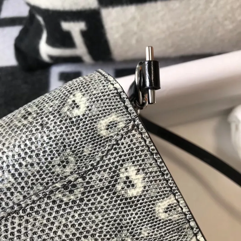 Hermes Roulis Mini Taška v Černém Krokodýlovi s Přírodním Ještěrem