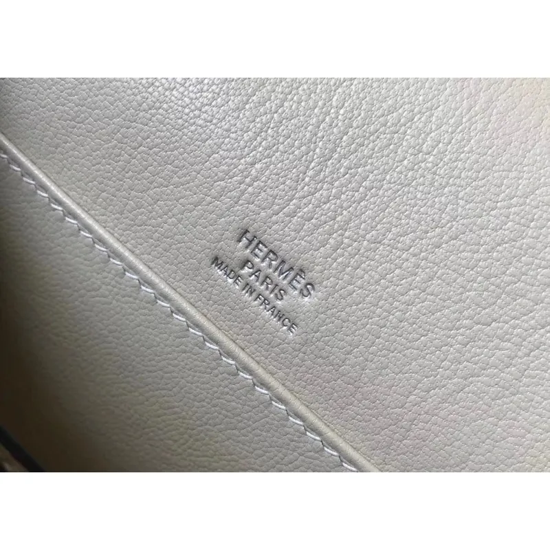 Hermes Roulis Mini Taška v Bílé Krokodýlí Kůži s Přírodním Ještěrem