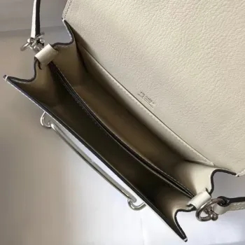 Hermes Roulis Mini Taška v Bílé Krokodýlí Kůži s Přírodním Ještěrem