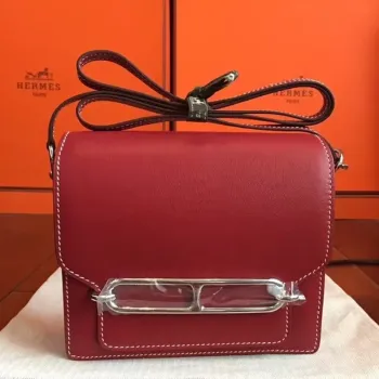 Hermes Mini Sac Roulis Taška v červené kůži Swift