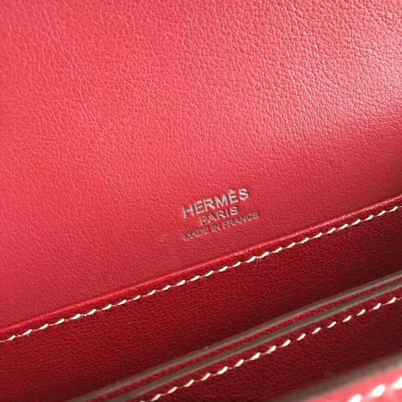 Hermes Mini Sac Roulis Taška v červené kůži Swift