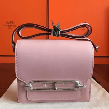Hermes Mini Sac Roulis Taška v růžové dragee kůži Swift