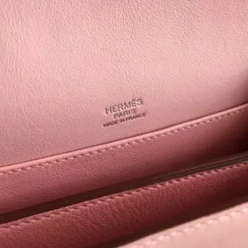 Hermes Mini Sac Roulis Taška v růžové dragee kůži Swift