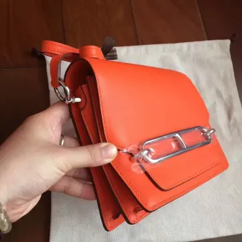 Hermes Mini Sac Roulis Taška v oranžové kůži Swift