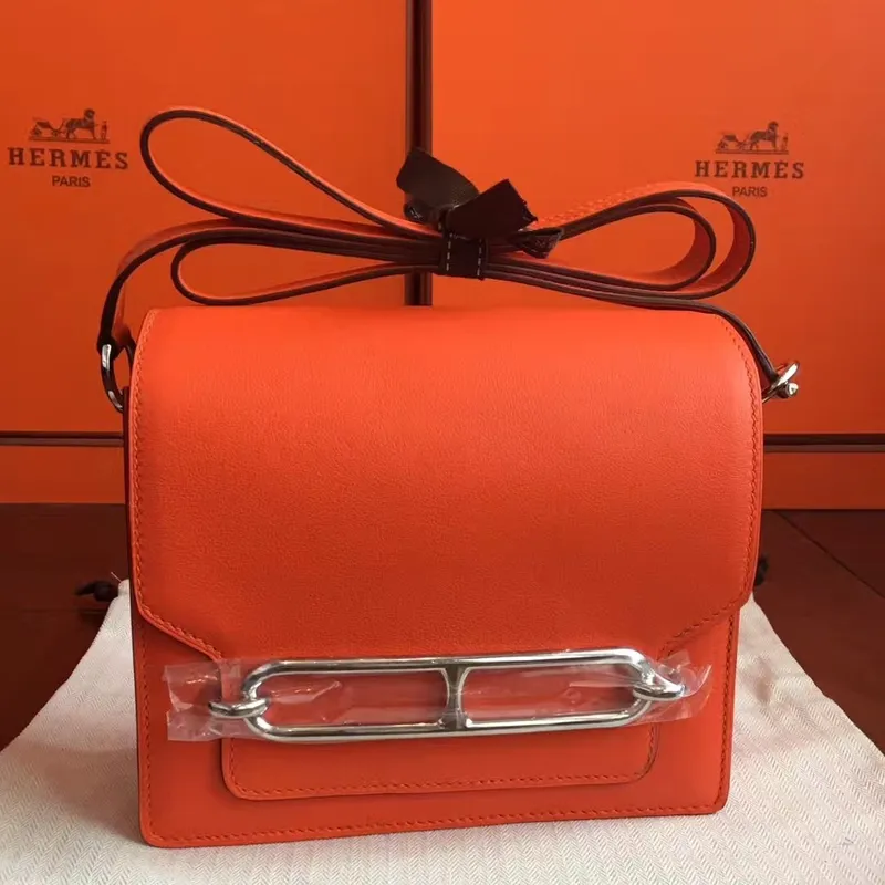 Hermes Mini Sac Roulis Taška v oranžové kůži Swift