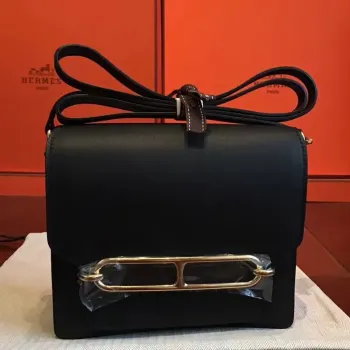 Hermes Mini Sac Roulis Taška v černé kůži Swift