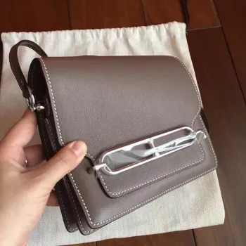 Hermes Mini Sac Roulis Taška v kůži Etoupe Swift