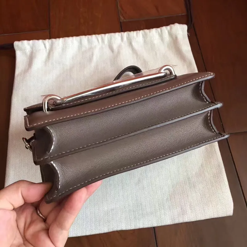 Hermes Mini Sac Roulis Taška v kůži Etoupe Swift