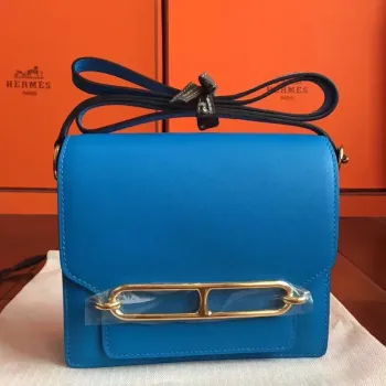 Hermes Mini Sac Roulis Taška v modré kůži Hydra Swift