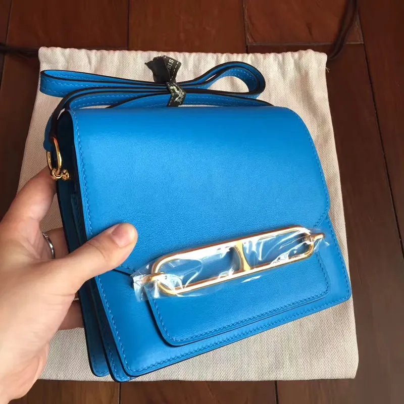 Hermes Mini Sac Roulis Taška v modré kůži Hydra Swift