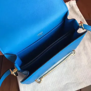 Hermes Mini Sac Roulis Taška v modré kůži Hydra Swift