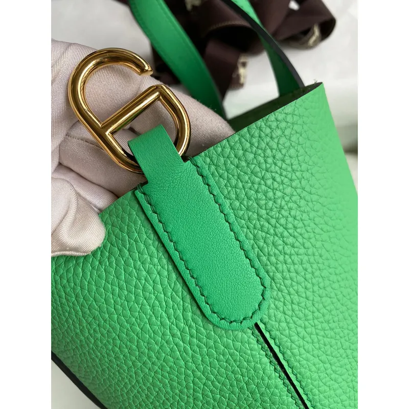 Hermes In The Loop 18 Ručně vyráběná taška v kůži Clemence Vert Comics