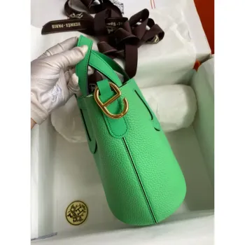 Hermes In The Loop 18 Ručně vyráběná taška v kůži Clemence Vert Comics