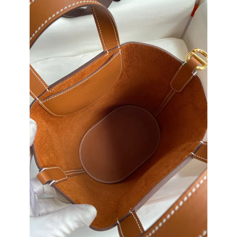 Hermes In The Loop 18 Ručně vyráběná taška zlaté kůže Clemence