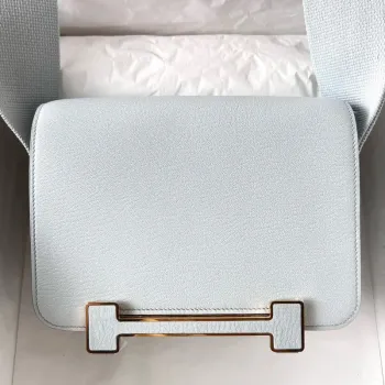 Hermes Geta Ručně Vyrobená Taška V Modré Brume Chevre Mysore Kůži