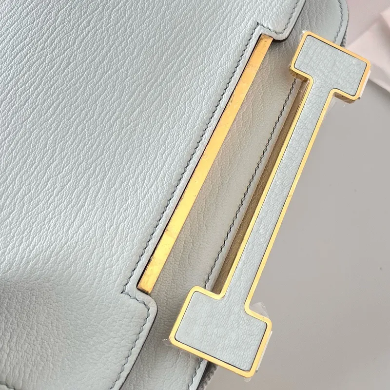 Hermes Geta Ručně Vyrobená Taška V Modré Brume Chevre Mysore Kůži