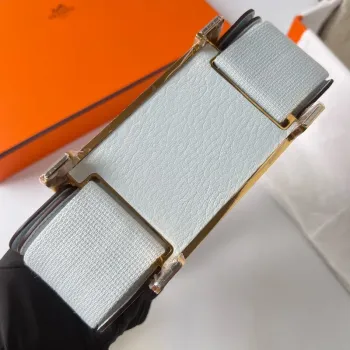 Hermes Geta Ručně Vyrobená Taška V Modré Brume Chevre Mysore Kůži