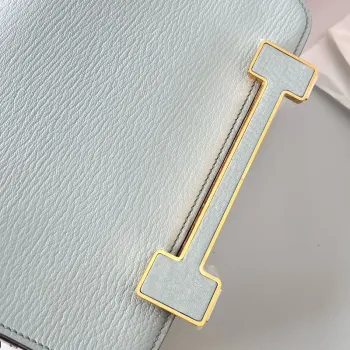 Hermes Geta Ručně Vyrobená Taška V Modré Brume Chevre Mysore Kůži