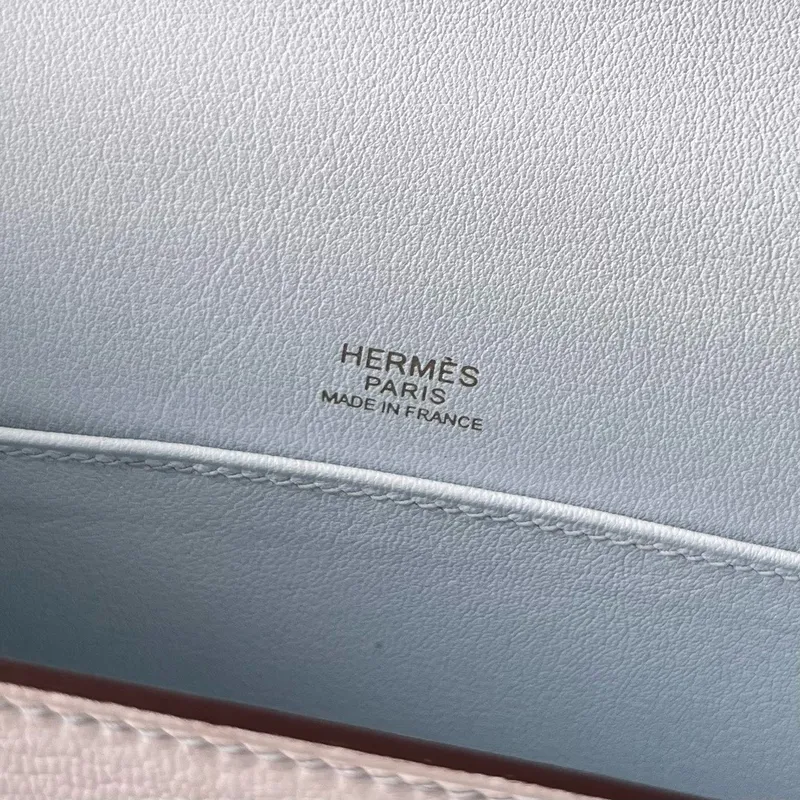 Hermes Geta Ručně Vyrobená Taška V Modré Brume Chevre Mysore Kůži