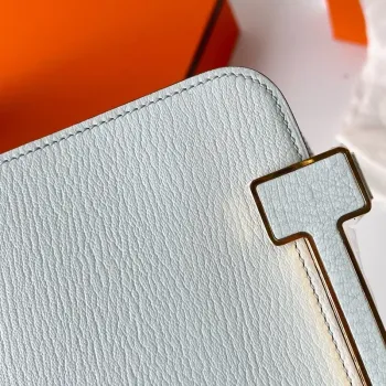 Hermes Geta Ručně Vyrobená Taška V Modré Brume Chevre Mysore Kůži