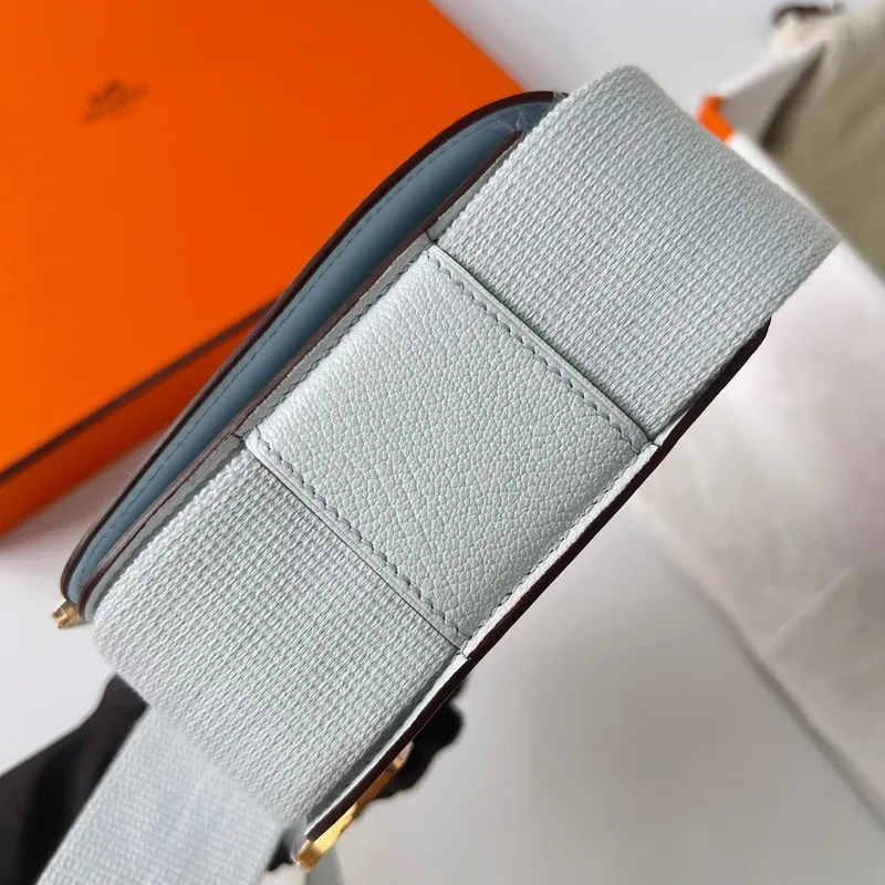 Hermes Geta Ručně Vyrobená Taška V Modré Brume Chevre Mysore Kůži