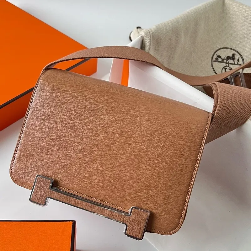 Hermes Geta Ručně Vyrobená Taška z Kůže Quebracho Chevre Mysore