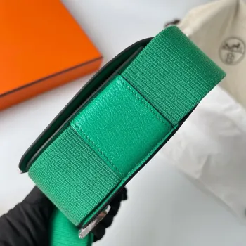 Hermes Geta Ručně Vyrobená Taška V Kůži Menthe Chevre Mysore