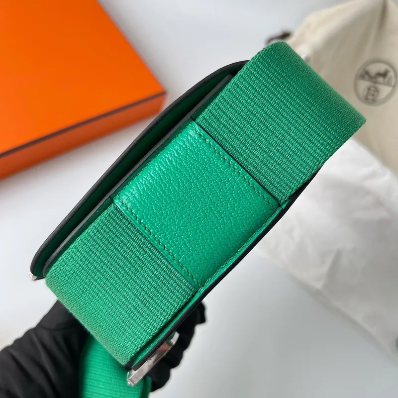 Hermes Geta Ručně Vyrobená Taška V Kůži Menthe Chevre Mysore