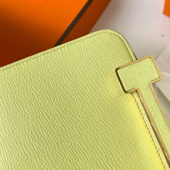 Hermes Geta Ručně Vyrobená Taška V Jaune Bourgeon Kůže Chevre Mysore