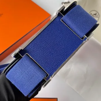 Hermes Geta Ručně Vyrobená Taška V Modré Elektrické Kůži Chevre Mysore