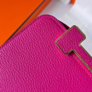 Hermes Geta Ručně Vyrobená Taška V Růžové Fialové Kůži Chevre Mysore