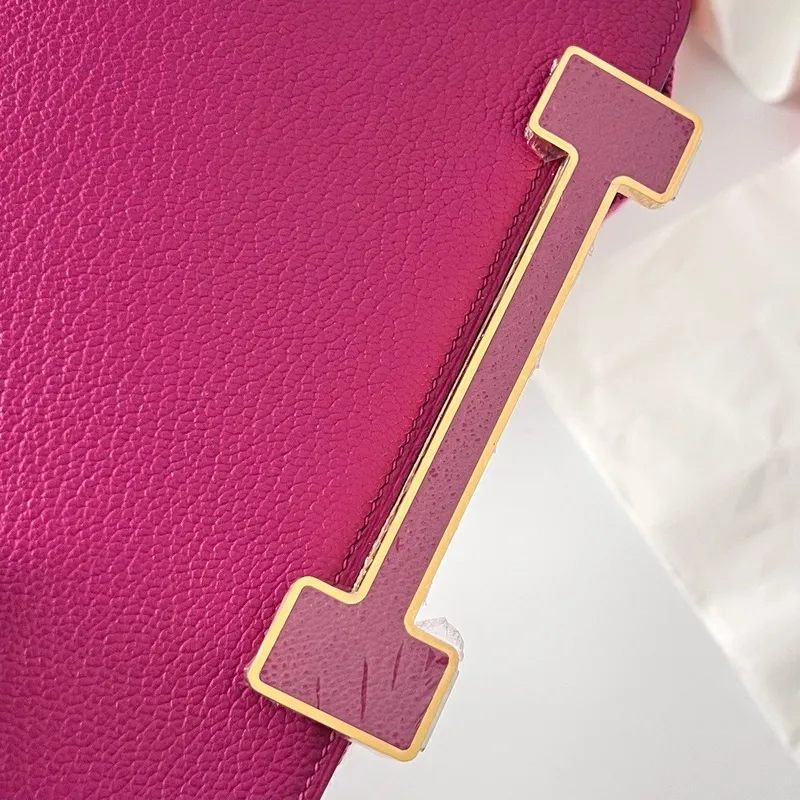 Hermes Geta Ručně Vyrobená Taška V Růžové Fialové Kůži Chevre Mysore