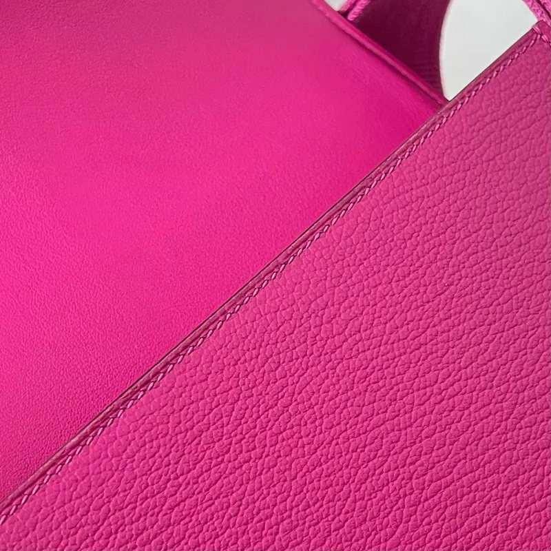 Hermes Geta Ručně Vyrobená Taška V Růžové Fialové Kůži Chevre Mysore