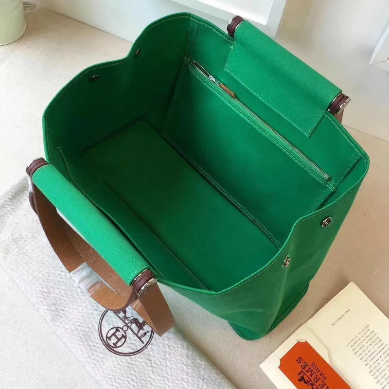 Taška Hermes Cabag Elan z bambusové plátno