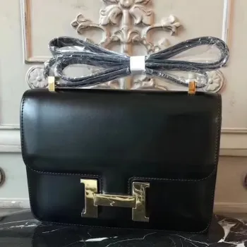 Hermes Black Constance MM 24cm Kožená Taška
