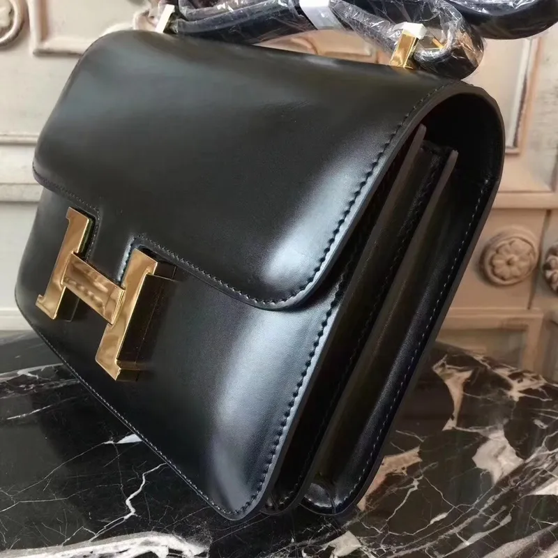 Hermes Black Constance MM 24cm Kožená Taška