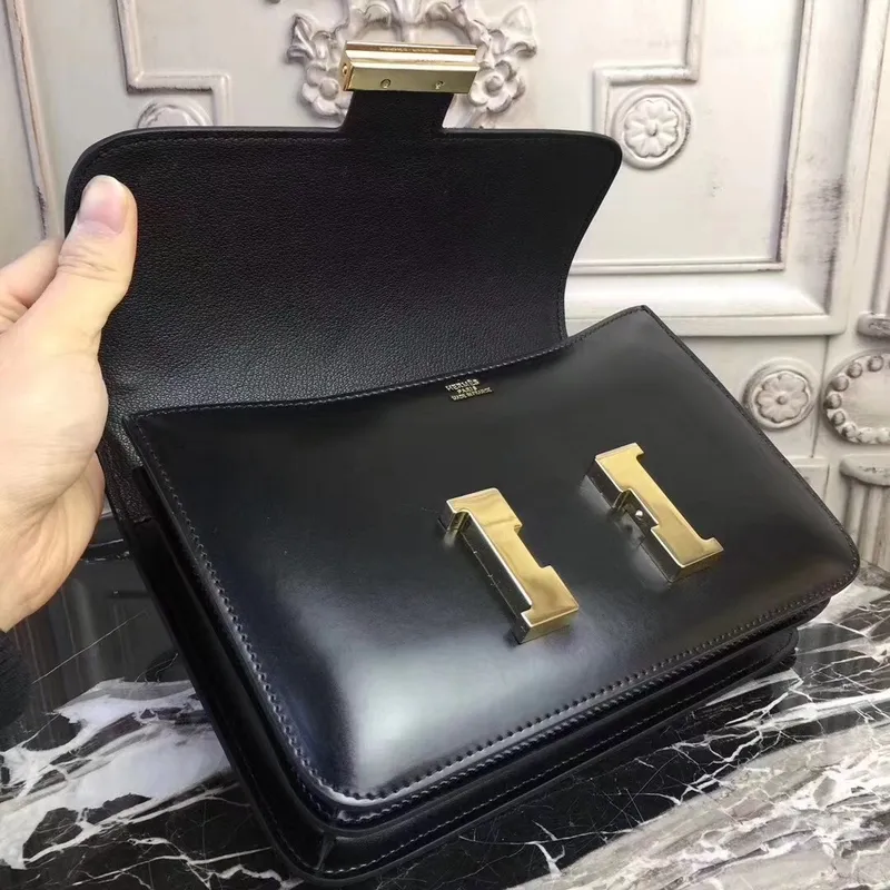 Hermes Black Constance MM 24cm Kožená Taška