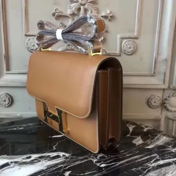 Hermes Brown Constance MM 24cm Epsom kožená taška