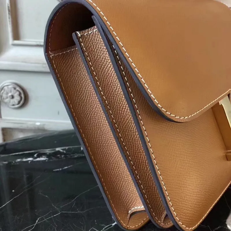 Hermes Brown Constance MM 24cm Epsom kožená taška