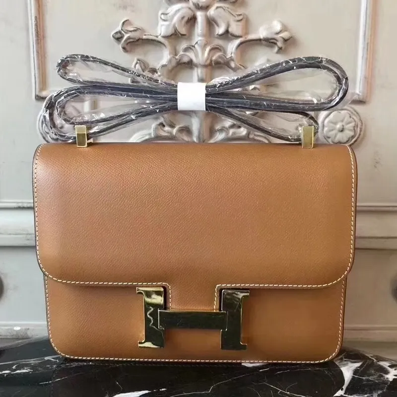 Hermes Brown Constance MM 24cm Epsom kožená taška