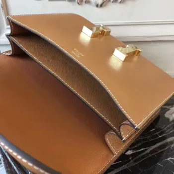 Hermes Brown Constance MM 24cm Epsom kožená taška