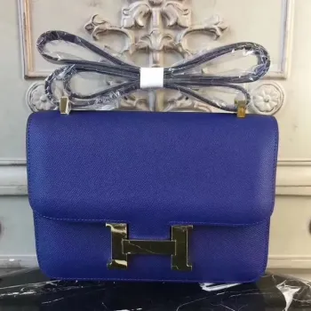 Hermes Blue Electric Constance MM 24cm Epsom kožená taška